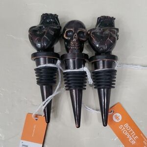 Skull and Heart Bottle Stoppers, Set Of 3